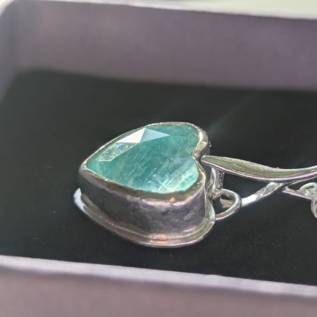 Handmade Amazonite and Rose-Cut Quartz Pendant in Silver