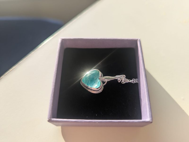 Handmade Amazonite and Rose-Cut Quartz Pendant in Silver