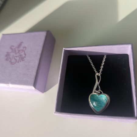 Handmade Amazonite and Rose-Cut Quartz Pendant in Silver