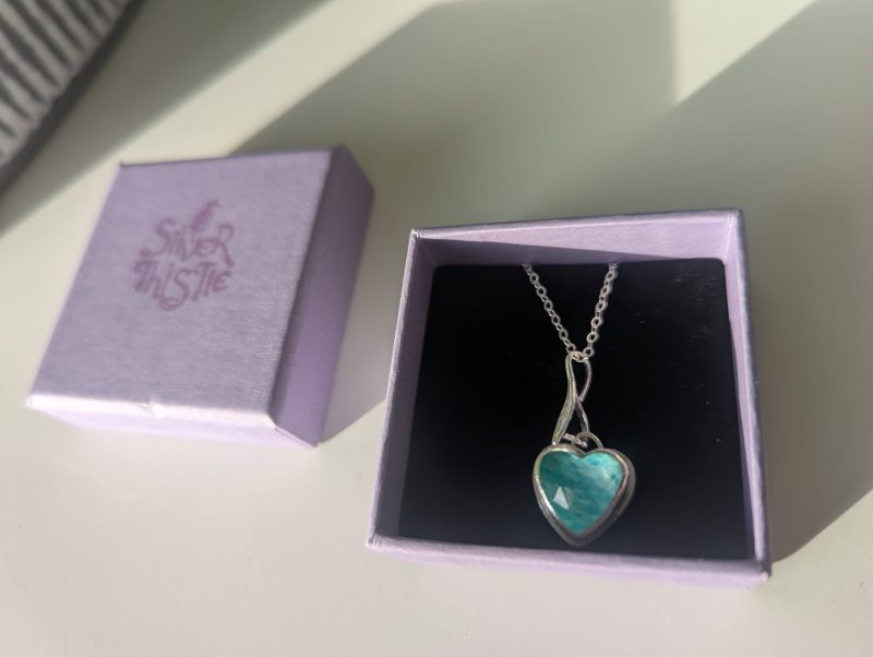 Handmade Amazonite and Rose-Cut Quartz Pendant in Silver
