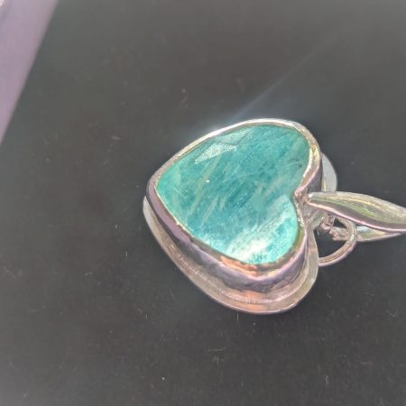 Handmade Amazonite and Rose-Cut Quartz Pendant in Silver