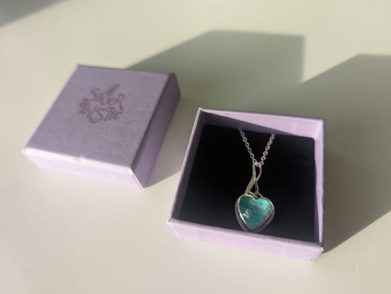 Handmade Amazonite and Rose-Cut Quartz Pendant in Silver