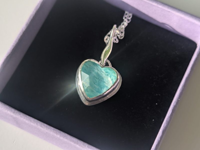 Handmade Amazonite and Rose-Cut Quartz Pendant in Silver
