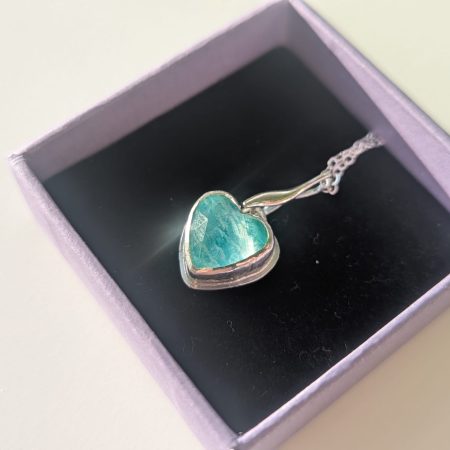 Handmade Amazonite and Rose-Cut Quartz Pendant in Silver