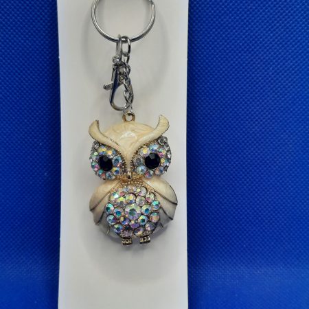 Rhinestone owl Keyring