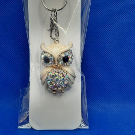 Rhinestone owl Keyring