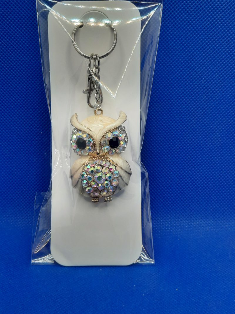 Rhinestone owl Keyring