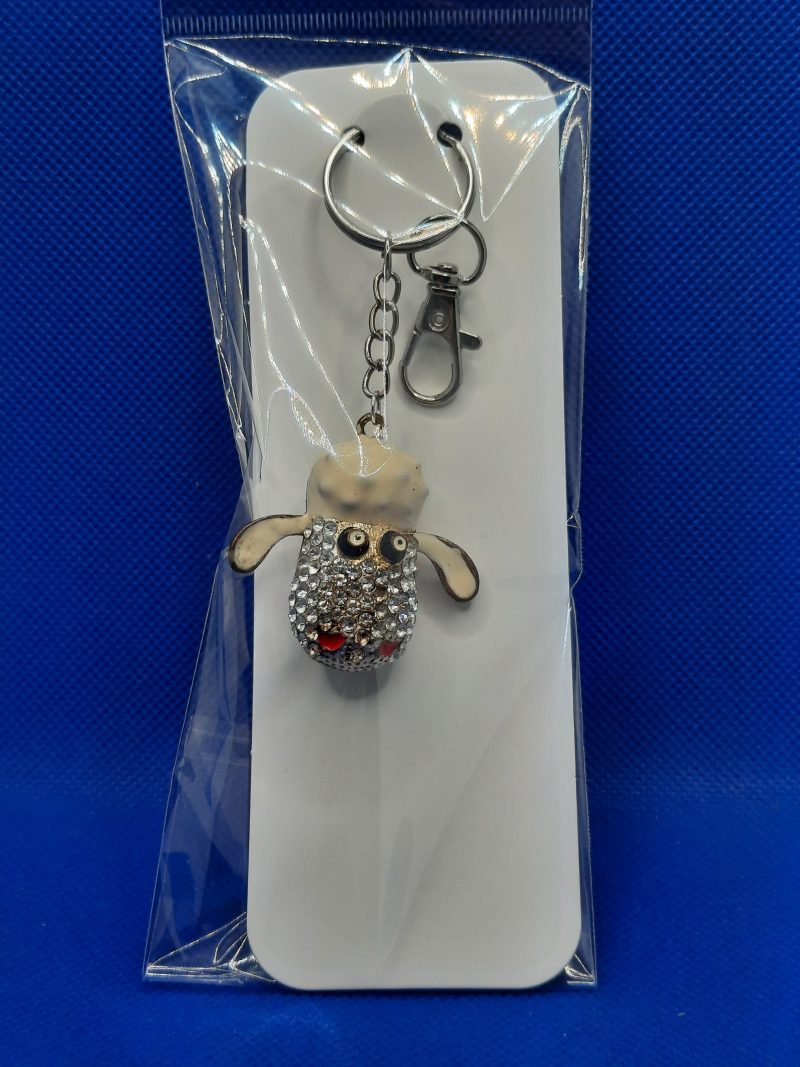 Rhinestone sheeps head bag charm