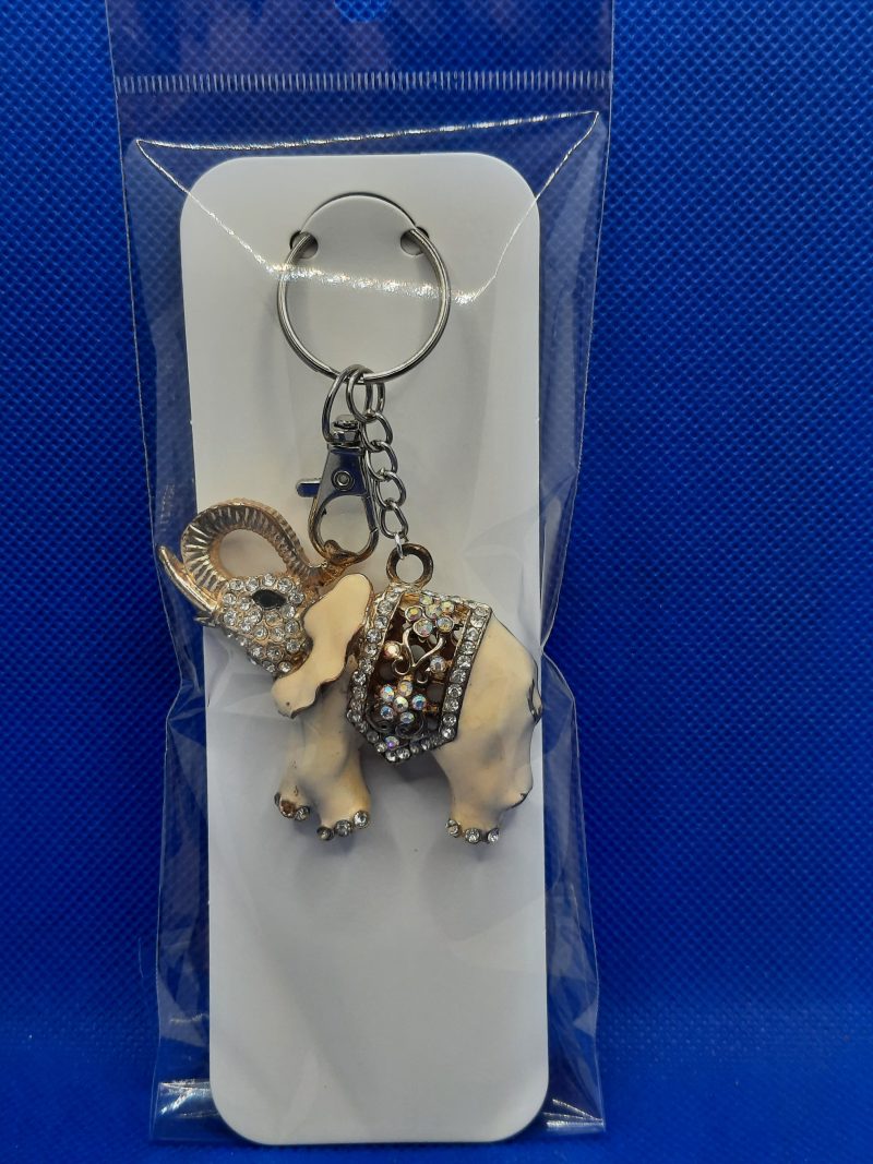Rhinestone medium elephant bag charm