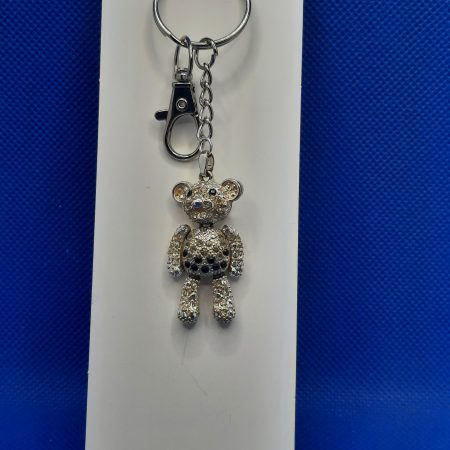 Rhinestone sliver plated small bear bag Keyring