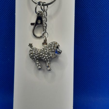 Rhinestone sliver plated small poodle dog charm Keyring