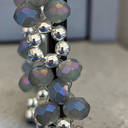 Aurora Borealis Shimmer: Hand-Woven Crystal Cluster Bracelet