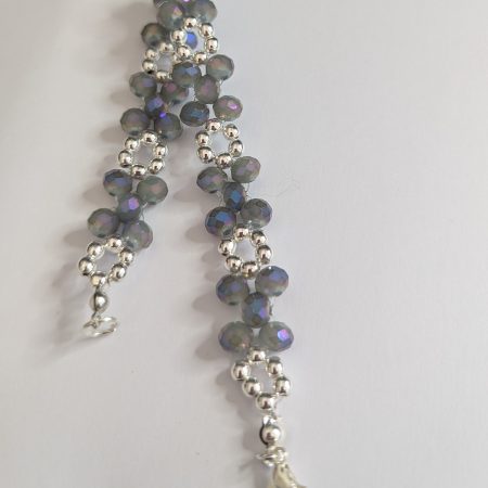 Aurora Borealis Shimmer: Hand-Woven Crystal Cluster Bracelet