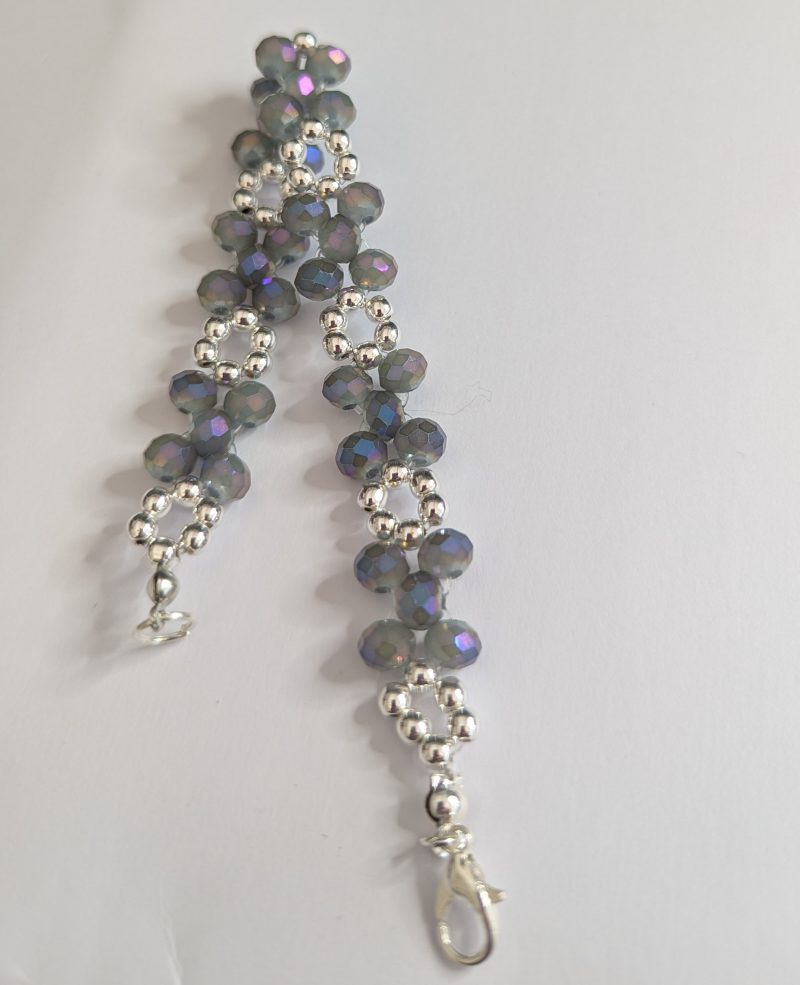 Aurora Borealis Shimmer: Hand-Woven Crystal Cluster Bracelet