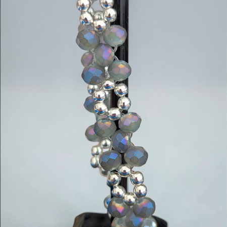 Aurora Borealis Shimmer: Hand-Woven Crystal Cluster Bracelet