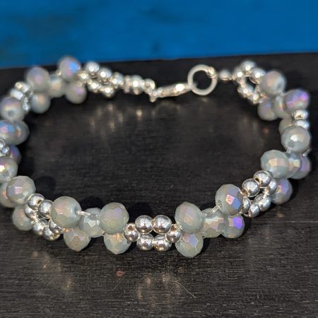 Aurora Borealis Shimmer: Hand-Woven Crystal Cluster Bracelet