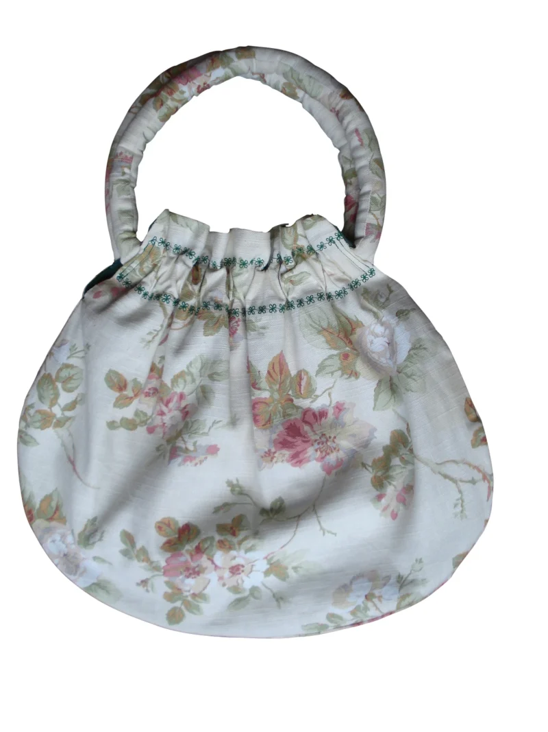 Fully Reversable Fabric Knitting Bag Floral Or Green