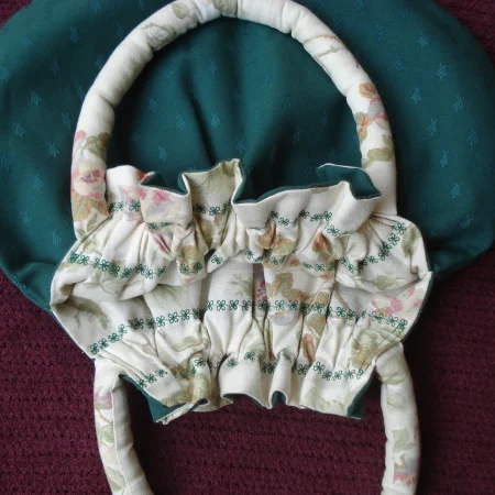 Fully Reversable Fabric Knitting Bag Floral Or Green
