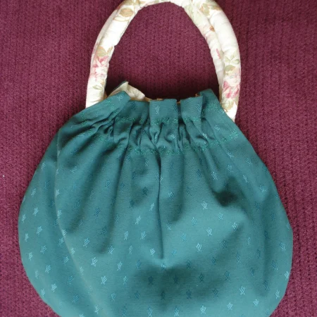 Fully Reversable Fabric Knitting Bag Floral Or Green
