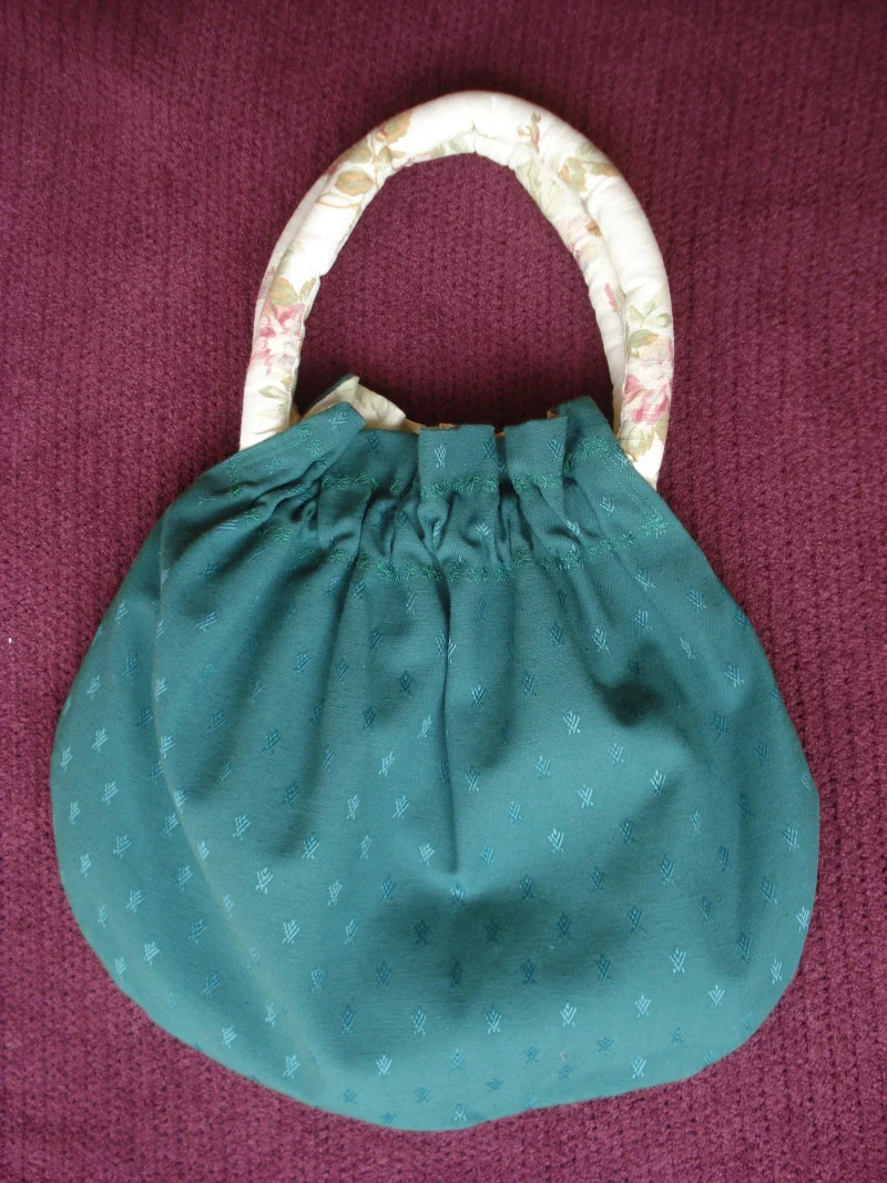 Fully Reversable Fabric Knitting Bag Floral Or Green