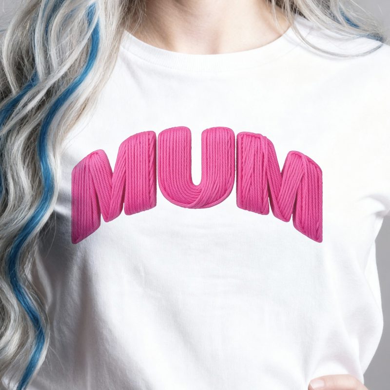 Mum Iron On Transfer - Faux Yarn Knitting Style - Mothers Day Gift