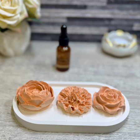 Peony, carnation and rose essential oil diffuser set with tray| Handcrafted special gift for her.