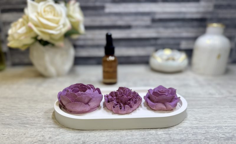 Peony, carnation and rose essential oil diffuser set with tray| Handcrafted special gift for her.
