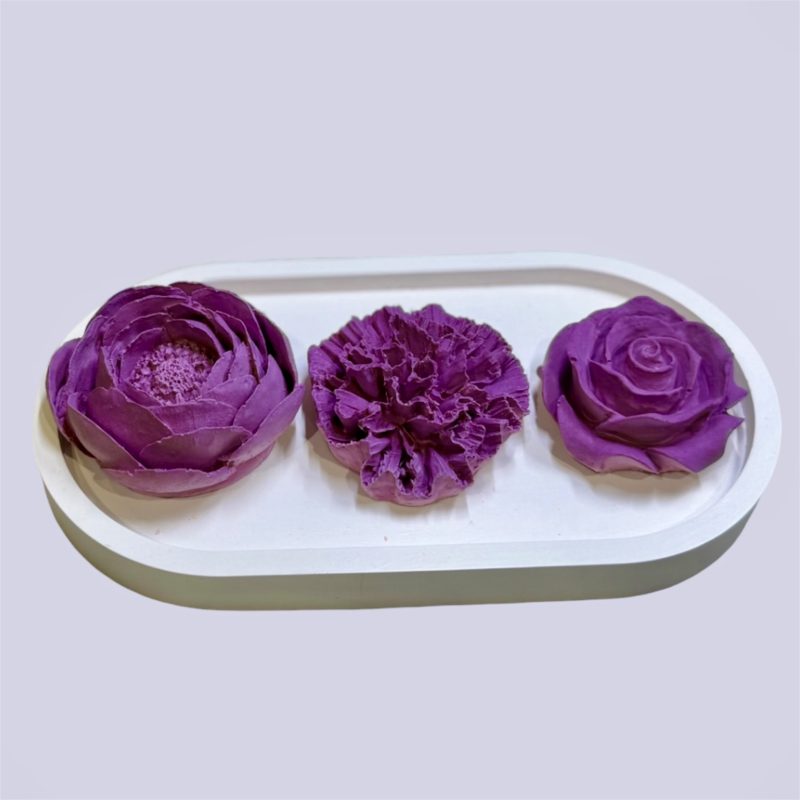 Peony, carnation and rose essential oil diffuser set with tray| Handcrafted special gift for her.