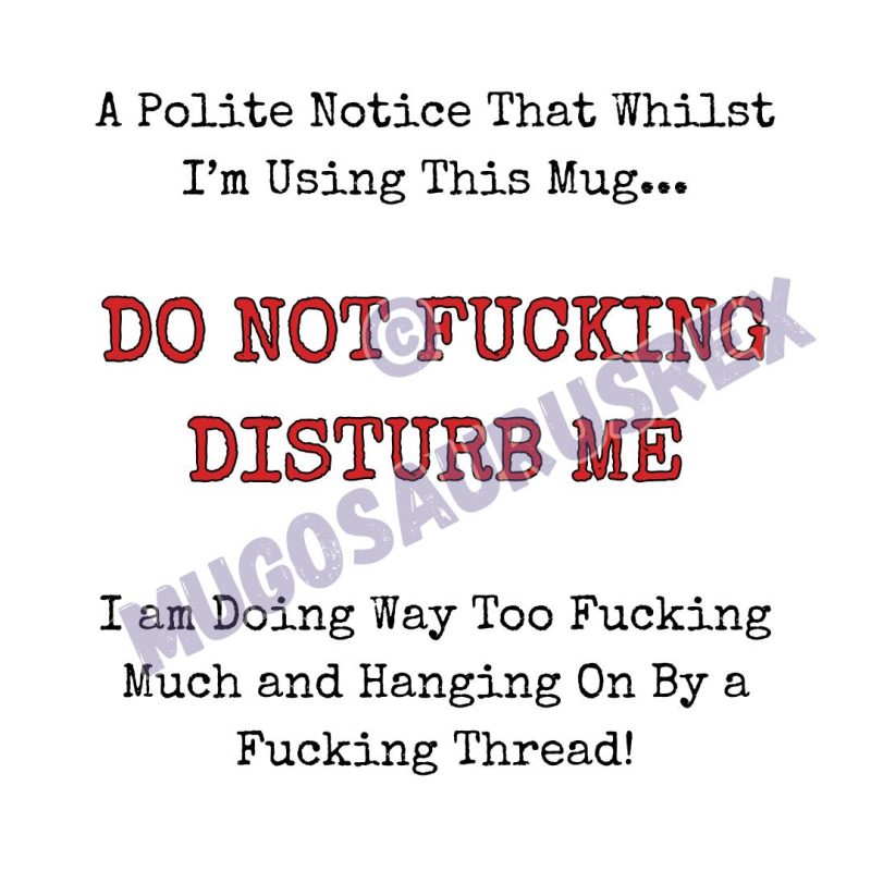 DO NOT DISTURB ME - Naughty Swearing Ceramic Mug