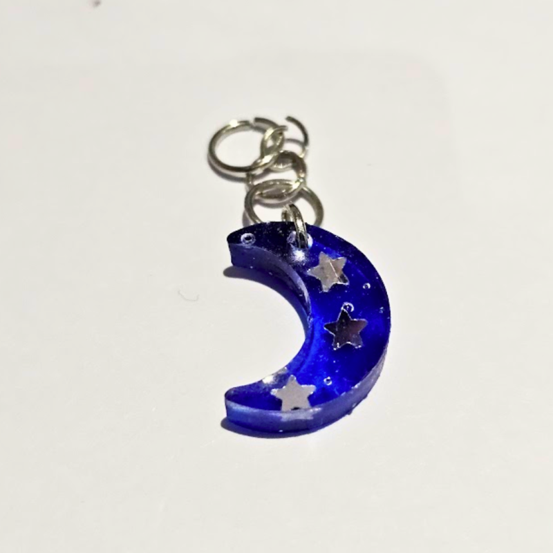 Blue Crescent Hearing Aid Charm – Handmade Resin Cochlear Implant Accessory - Unique and Lightweight