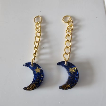Blue Crescent Hearing Aid Charm – Handmade Resin Cochlear Implant Accessory - Unique and Lightweight