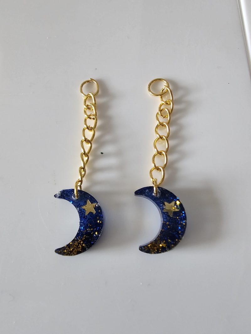 Blue Crescent Hearing Aid Charm – Handmade Resin Cochlear Implant Accessory - Unique and Lightweight