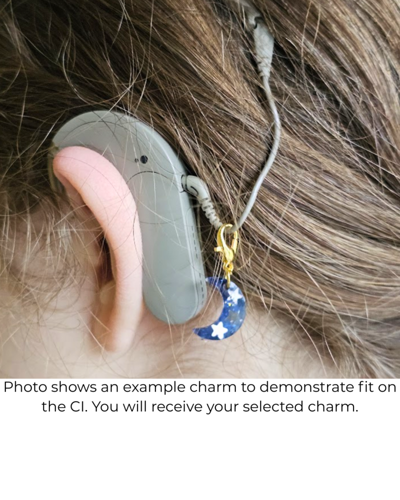 Rainbow Heart Hearing Aid Charm – Handmade Resin Cochlear Implant Accessory – Unique and Lightweight