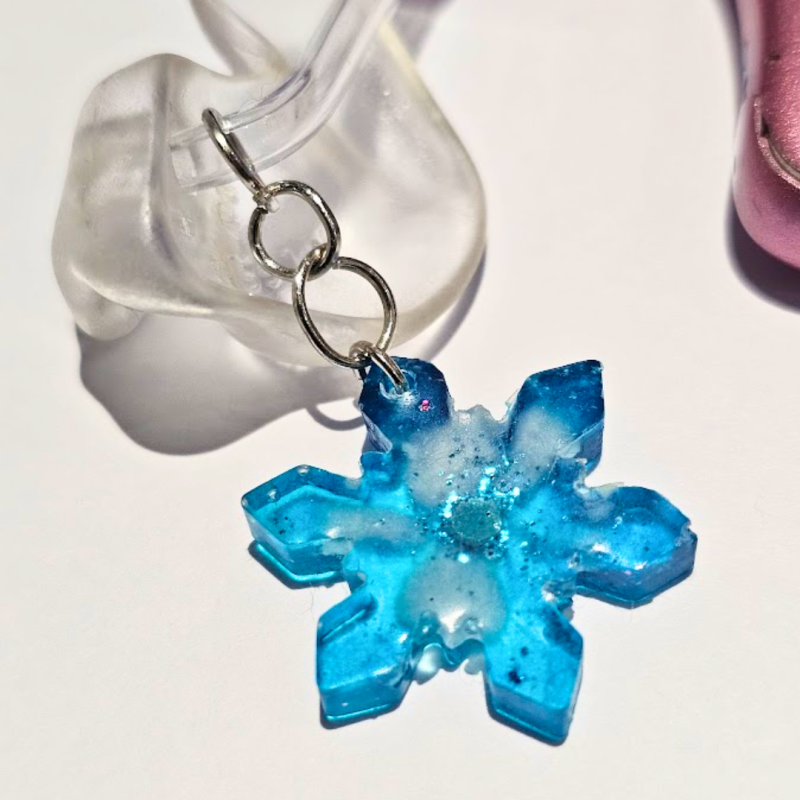 Snowflake Hearing Aid Charm – Handmade Resin Cochlear Implant Accessory – Unique and Lightweight