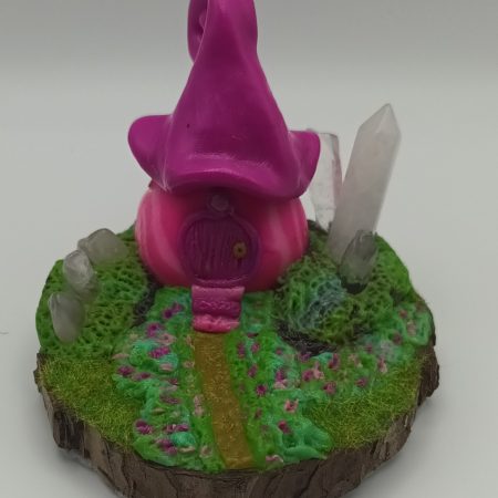 Handmade Polymer Clay Pink Fairy House with Quartz Crystals