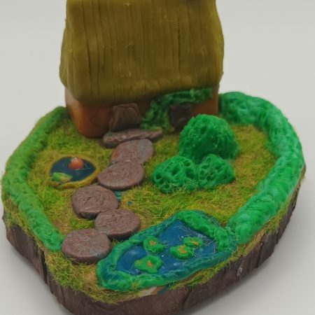 Handmade Polymer Clay Fairy House in Colourful Garden Scene