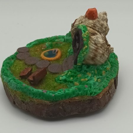 Handmade Polymer Clay Fairy Shell House in Colourful Garden Scene