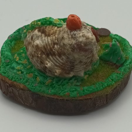 Handmade Polymer Clay Fairy Shell House in Colourful Garden Scene