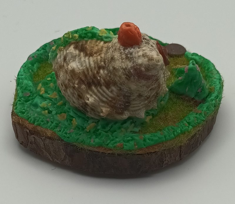 Handmade Polymer Clay Fairy Shell House in Colourful Garden Scene
