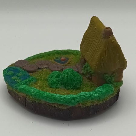 Handmade Polymer Clay Fairy House in Colourful Garden Scene