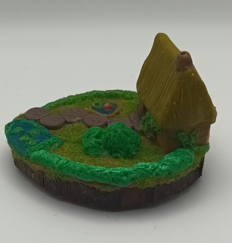 Handmade Polymer Clay Fairy House in Colourful Garden Scene
