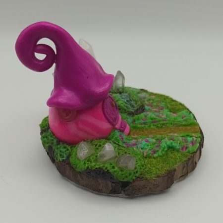 Handmade Polymer Clay Pink Fairy House with Quartz Crystals