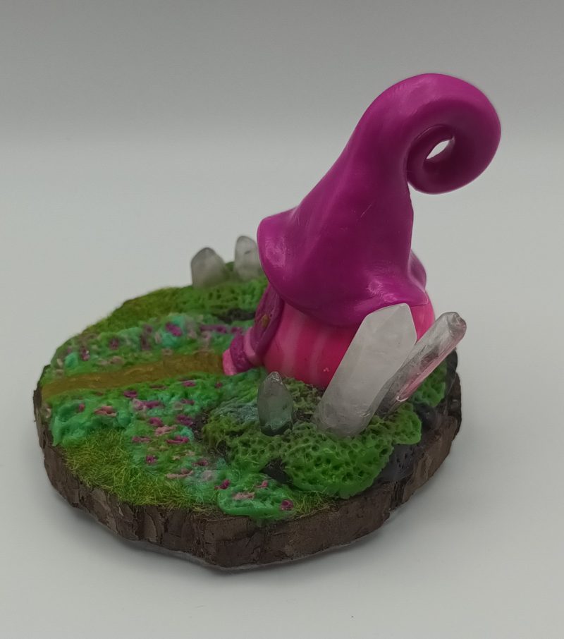 Handmade Polymer Clay Pink Fairy House with Quartz Crystals