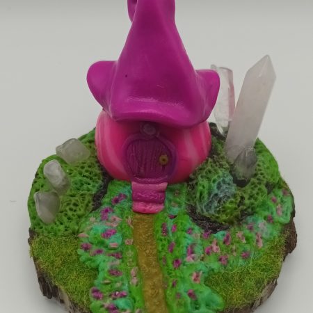 Handmade Polymer Clay Pink Fairy House with Quartz Crystals