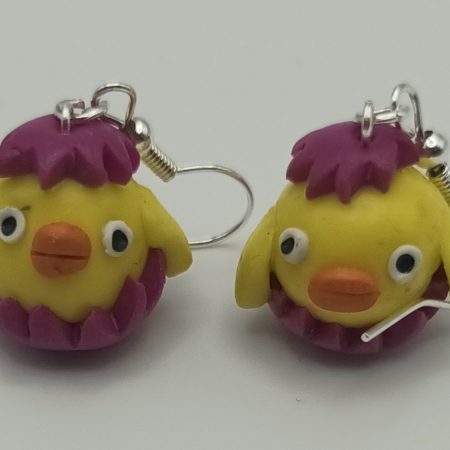Handmade Polymer Clay Easter Chick Earrings, Lightweight and Colourful