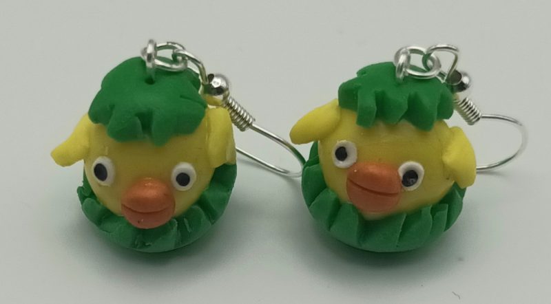 Handmade Polymer Clay Easter Chick Earrings, Lightweight and Colourful