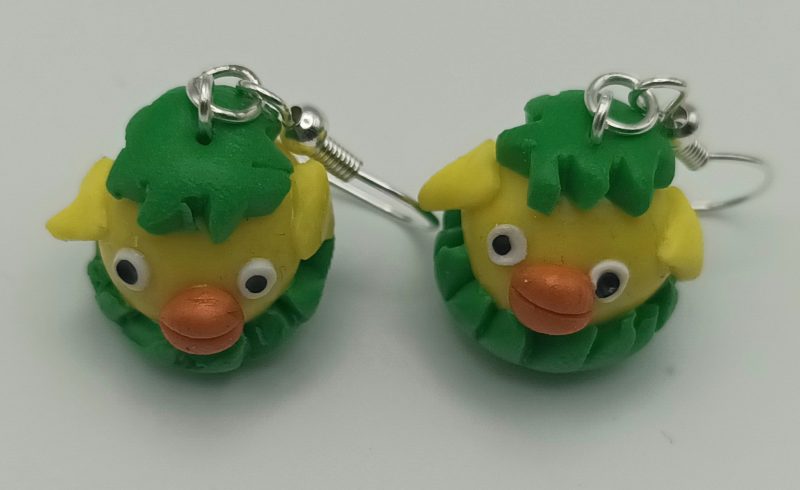 Handmade Polymer Clay Easter Chick Earrings, Lightweight and Colourful