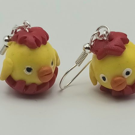 Handmade Polymer Clay Easter Chick Earrings, Lightweight and Colourful