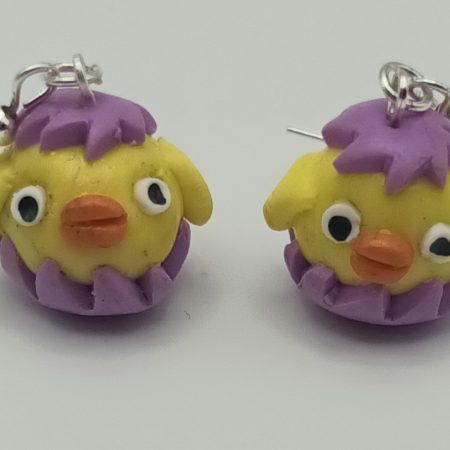 Handmade Polymer Clay Easter Chick Earrings, Lightweight and Colourful