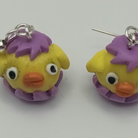 Handmade Polymer Clay Easter Chick Earrings, Lightweight and Colourful